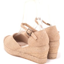 Star Tombis Elişi Burnu Hasır Platformlu Dolgu Topuk Keten Hasır Espadril Handmade