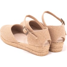 Star Tombis Elişi 3cm Arkası Az Açık Hasır Jüt Bantlı Günlük Kadın Espadril Handmade