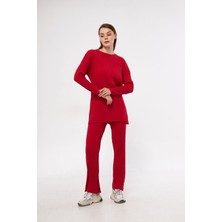 Kadın Lila Kadın Fitilli Raporlu & Eşofman, Gündelik Ev Giyim Pijama Takımı