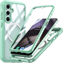 Samsung Galaxy S24 Fe Manyetik Kılıf Pc+Tpu Telefon Kapağı Temperli Cam Ekran Filmi-Yeşil (Yurt Dışından)