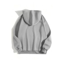 Fevien 3 Iplik Pamuklu Unisex Kapşonlu Sweetshirt - Gri