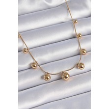 Kaufhier 316L Çelik Gold Renk Top Model Kadın Kolye
