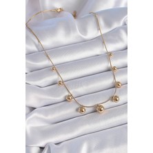 Kaufhier 316L Çelik Gold Renk Top Model Kadın Kolye