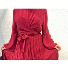 Modaala Moda Ala Fırfırlı Etekli Takım Bordo