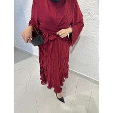 Modaala Moda Ala Fırfırlı Etekli Takım Bordo