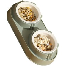 ForWhat Büro Ev Evcil Hayvanı İçin Çift Bölmei Kedi Köpek Mama Su Kabı