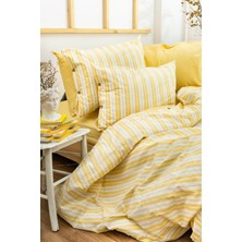 Marcalanya Doğal Ipliği Boyalı Çift Kişilik Pamuklu Nevresim Takımı 4 Parça Kutulu Duvet Cover Set (Lastikli Çarşaf)