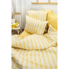 Marcalanya Doğal Ipliği Boyalı Çift Kişilik Pamuklu Nevresim Takımı 4 Parça Kutulu Duvet Cover Set (Lastikli Çarşaf)