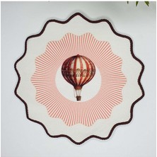 Dekoratif Kenar Balon Tasarımlı Nakış Kenar Kumaş Kokteyl Peçetesi 1 Adet