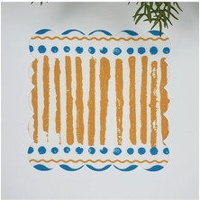 Abstrakt Çizgili Puanlı Sarı Mavi Lazer Kesim Kumaş Kokteyl Peçetesi 1 Adet