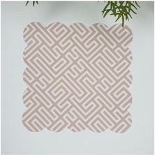 Geometrik Labirent Desenli Bej Renk Lazer Kesim Kumaş Kokteyl Peçetesi 1 Adet