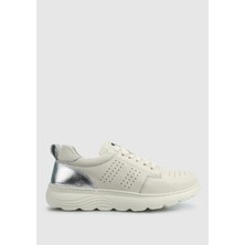 Ekru Deri Kadın Ayakkabı