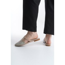 Liza Shoes Aryan Kadın Keten Taşlı Terlik A003-K614