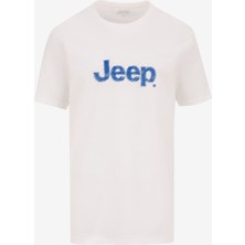 Jeep Bisiklet Yaka Baskılı Beyaz Erkek T-Shirt J5SM-TST7286