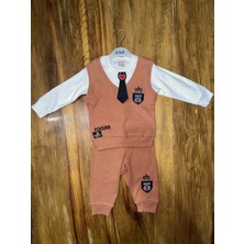 6-24 Aylık Kravatlı Üçlü Takım Kahve