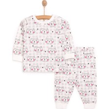Hellobaby Kız Kedi Desenli Uzun Kol Pijama Takımı