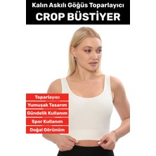 Göğüs Toparlayıcı Sarkma Önleyen Gündelik Spor Kullanım Şık Kalın Askılı Çizgili Crop Büstiyer