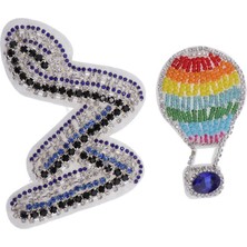 F Fityle 2 Adet Rhinestone Boncuk Yama Motif Aplike Dıy Giysi Aksesuarları (Yurt Dışından)