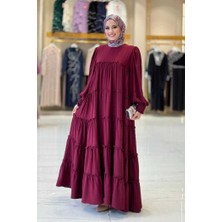 Katlı Salaş Elbise 6023 Bordo