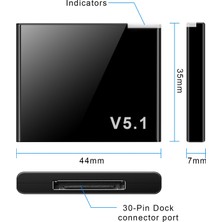 Journeyman1 I-Wave 30 Pin Bluetooth 5.1 Ses Alıcısı Müzik Mini Kablosuz Adaptör iPhone Ipod 30PIN Jack Analog Hoparlör (Yurt Dışından)