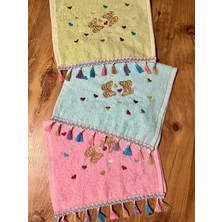 YCN 3 Adet Pamuklu Kelebek Kalp Nakışlı Hediyelik, Çeyizlik 30 x 50  cm  Mutfak Havlusu
