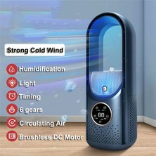 Forge Jungle Hava Soğutucu LED Ekran Klima Nemlendirme Elektrikli Fan 6 Hız Sessiz Zamanlayıcı Fan Nemlendirici Fan Mavi (Yurt Dışından)
