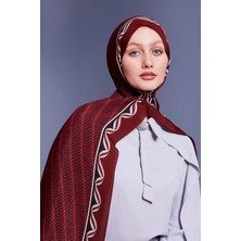 Bordo Labirent Desen Royal Şal