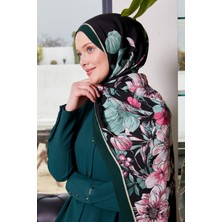 Lêvi D'or Zümrüt Yeşili Kenar Çiçek Desen Royal Şal