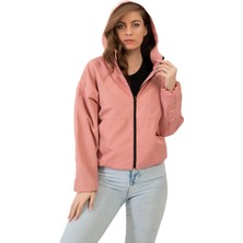 Freemen Kadın Pudra Kapüşonlu Su ve Rüzgar Geçirmez Oversize Yağmurluk  Rüzgarlık Y20