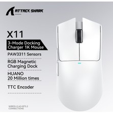 Attack Shark X11 Superlıght 22000 Dpı PAW3311 Şarj Istasyonuna Sahip Kablosuz Oyuncu Faresi