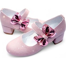 Beebron Ortopedik Topuklu Abiye Kız Çocuk Ayakkabı Shining Series Abiayk2401 Simli Pembe 36