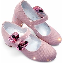 Beebron Ortopedik Topuklu Abiye Kız Çocuk Ayakkabı Shining Series Abiayk2401 Simli Pembe 36