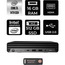 Hp Pro Mini 400 G9 Intel Core I5 14500T 16GB 512GB SSD Windows 11 Pro Mini Masaüstü Bilgisayar & Per4 USB Bellek 937R4EAPN387