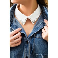 El Yapımı Taş ve Inci Işlemeli Dekolteli Yaka Aksesuarı - Kadın/erkek Için Şık Detay