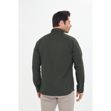 Oyga Erkek Haki Slim Fit Dar Kalıp Çift Cepli Pamuklu Kot Gömlek