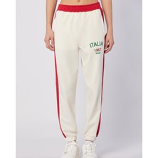 Kappa Balde Kadın Regular Fit Eşofman Altı Ekru-Kırmızı Modeli Günlük Kullanım İçin Rahat
