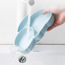 Jojobebek Silikon Beslenme Seti / Tavşan Figürlü Vakumlu Mama Tabağı, Çatal ve Kaşık / Buz Mavisi