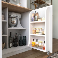 Yıldız Elegance Çok Amaçlı Camlı Mutfak Kiler Dolabı - Ahşap Beyaz