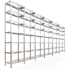 Çelik Raf Burada Roburack® Her Bölme 100 kg Taşır 7 Katlı 6 Lı Bitişik Çelik Galvaniz Arşiv Rafı Depo Rafı Kiler Rafı 59 x 93 x 200 cm
