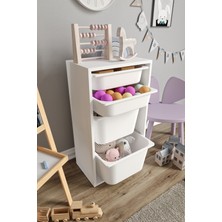 Baby Darling  Mdf - Small Mono 4 Sepetli Oyuncak Dolabı