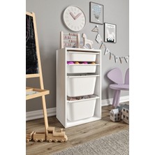 Baby Darling  Mdf - Small Mono 4 Sepetli Oyuncak Dolabı