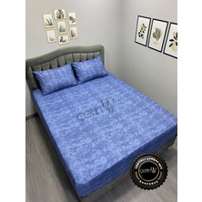 Çetin Home Kumaş Lastikli Çarşaf Seti Çift Kişilik ve Battal Boy Gölge Indigo 160 x 200