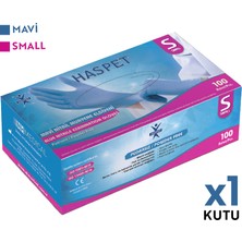 Haspet Nitril Muayene Eldiveni 100'LÜ S Küçük Boy Mavi