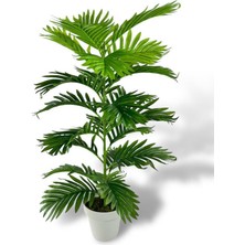 Nettenevime Yapay Çiçek Tropik Areka 80 cm  23 Yapraklı Salon Çiçeği Beyaz Saksılı Yapay Bitki