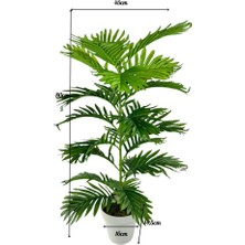 Nettenevime Yapay Çiçek Tropik Areka 80 cm  23 Yapraklı Salon Çiçeği Beyaz Saksılı Yapay Bitki
