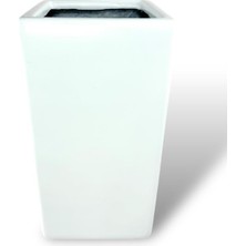 Nettenevime Fiber Saksı Beyaz Dik Dörtgen Vazo Dekoratif Saksı Fiberglas 25 x 25 x 50 cm