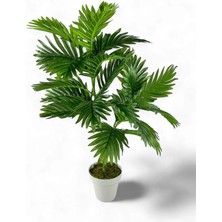 Yapay Çiçek Areka Palmiye Ağacı 85 cm  2dal Salon Çiçeği Beyaz Saksılı Yapay Bitki