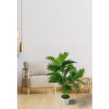 Yapay Çiçek Areka Palmiye Ağacı 85 cm  2dal Salon Çiçeği Beyaz Saksılı Yapay Bitki