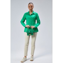 Emmas Clothing Basic Yandan Piliseli Kadın Gömlek