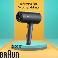 Braun Difüzörlü Başlığı Kurutma Başlığı Saç Kurutma Makinesi Güçkü Htdc Motor 2100 W Güç Çıkarılabilir Hava Filtresi